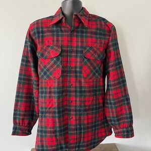 Pendleton Country Traditionals Mens Medium Wool Red Flannel Board Shirt Plaid